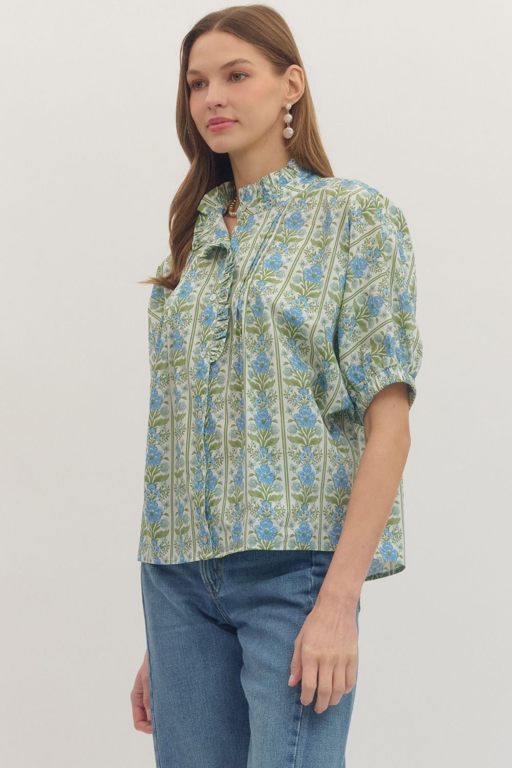 Botanical Print Dolman Sleeve Top