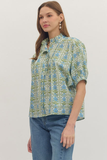 Botanical Print Dolman Sleeve Top