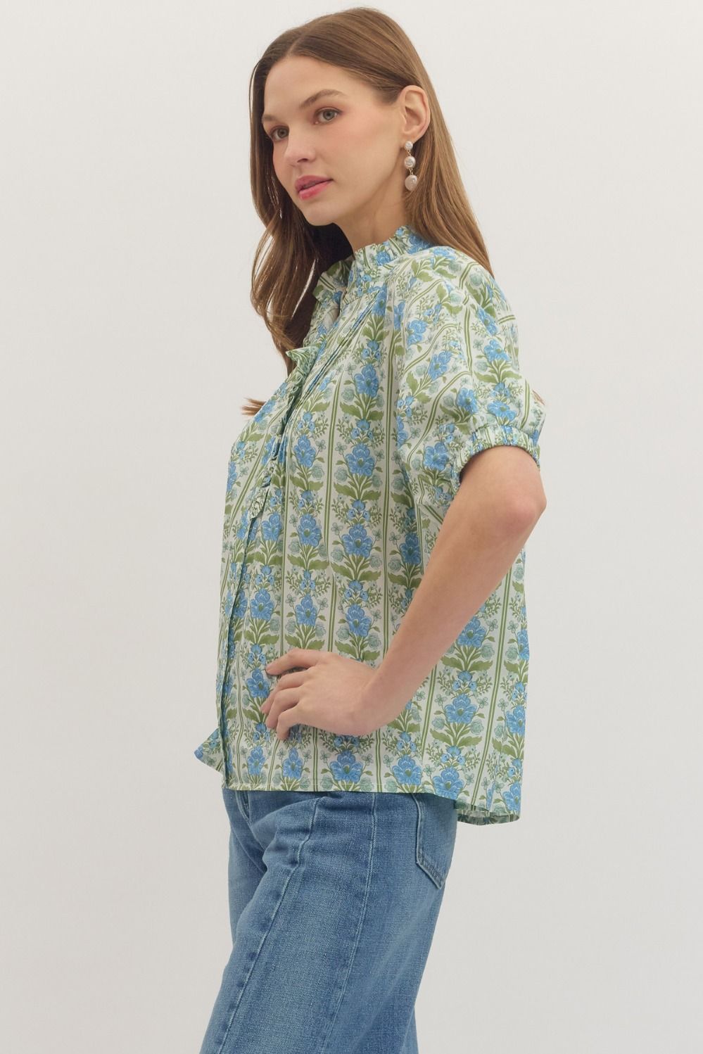 Botanical Print Dolman Sleeve Top
