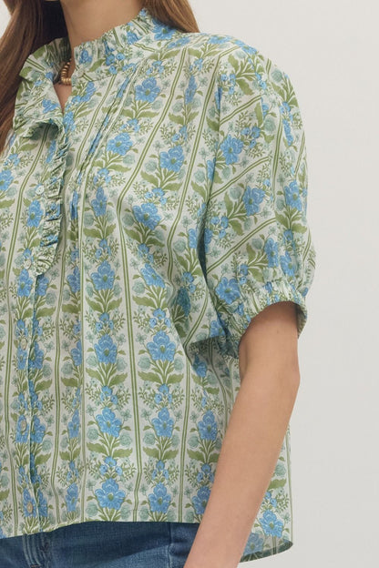 Botanical Print Dolman Sleeve Top