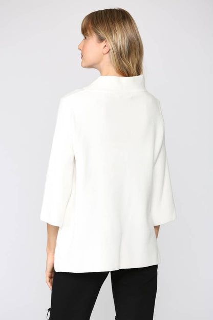 Cream Mock Neck Bell Sleeve Sweater