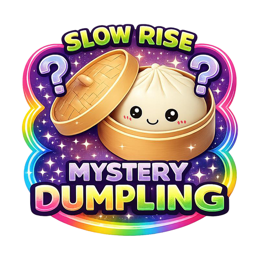 The Fun Doh 4" Mystery Slow Rise Dumpling Squish Toy is a cute, smiling dumpling in a bamboo steamer. Size: 4 inches.