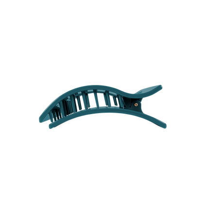 Teal With It Medium Flat Rectangle Hair Clip made of teal plastic with interlocking teeth; available in medium size.