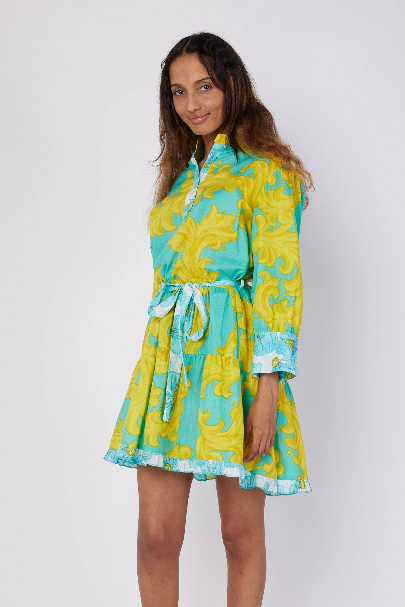 Alcee Resort Wear Summer Shirt Dress Blue White