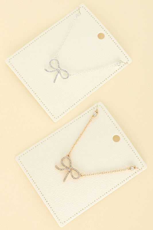 Fashion Cut-Out Bow Pendant Necklace : Gold