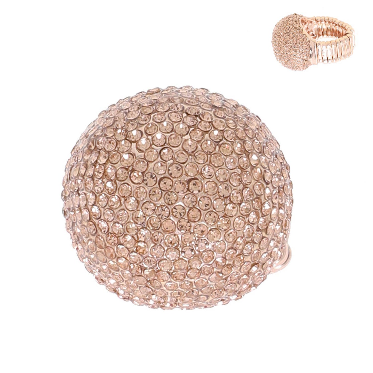 Crystal Rhinestone Disco Ball Stretch Ring: Crystal
