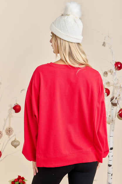 Merry Ornament Patchwork Long Sleeve Top