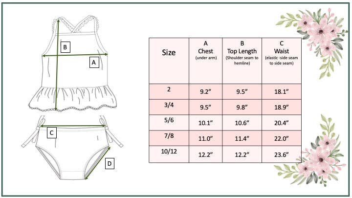 Kids Pink & Blue Ruffle Cross Back 2 Piece Swimsuit