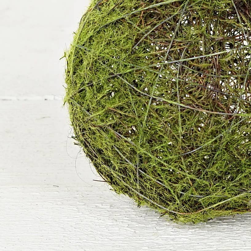 M30906 - 6in Mossy Twig Ball made of green moss and natural twigs; available in 6-inch size.