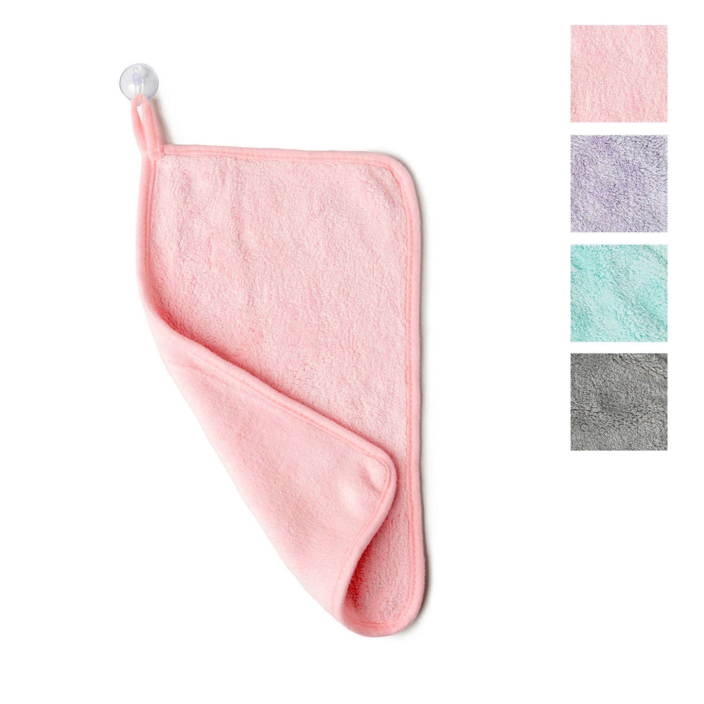 Soft pink Lemon Lavender Water Works Make-up Removing Towel with suction cup; reusable, gentle, available in two sizes.