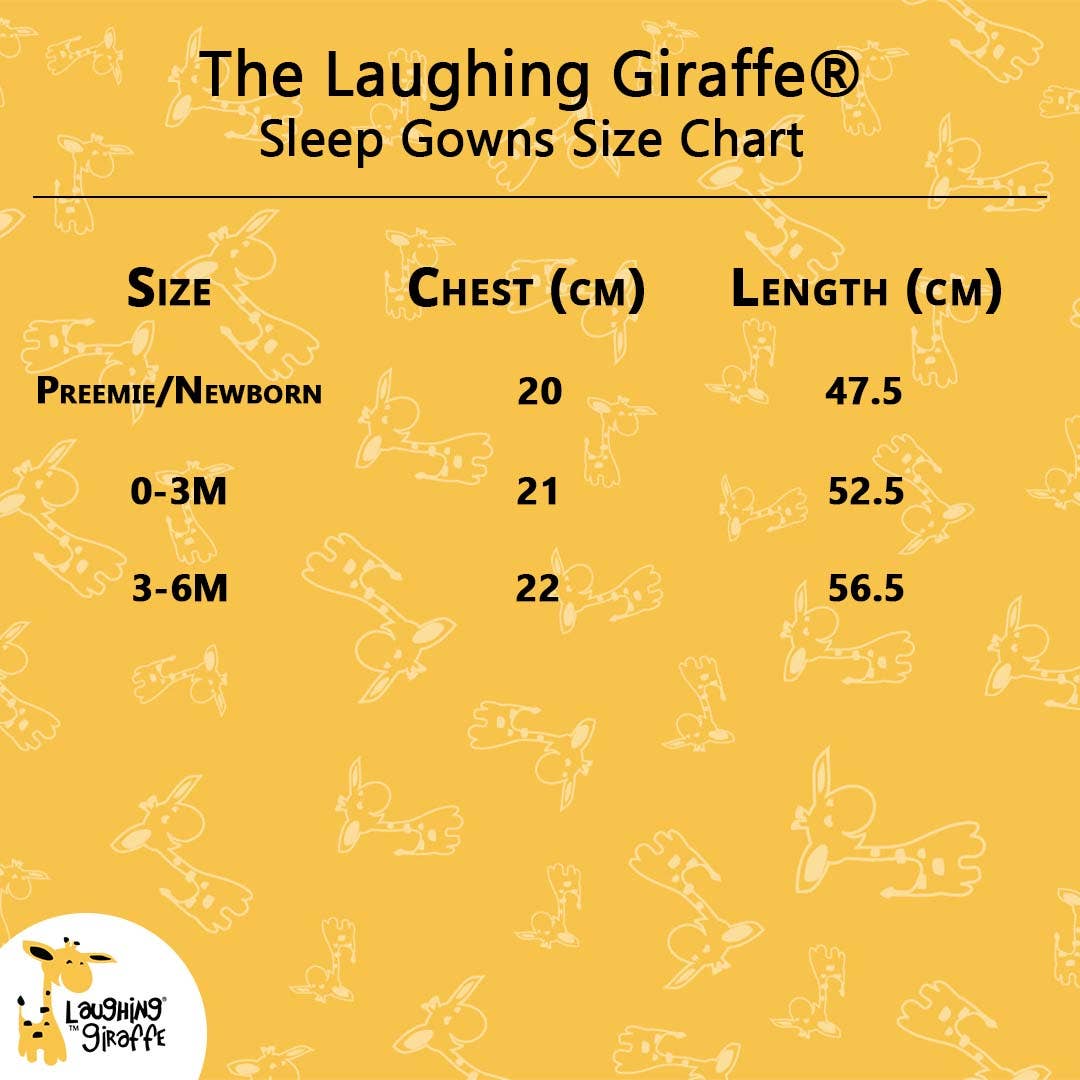 Size chart for sleeping gown