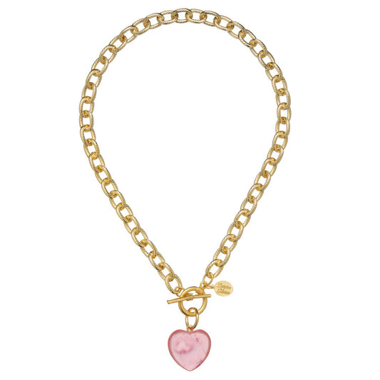Stone Heart Toggle Necklace | Rose Quartz