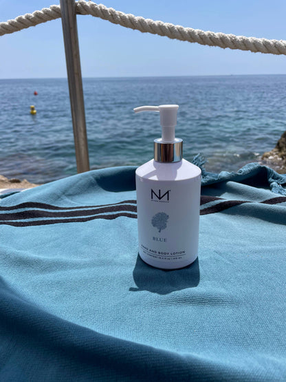 Blue Hand and Body Lotion for dry, aging skin. Available in 250ml and 500ml bottles.