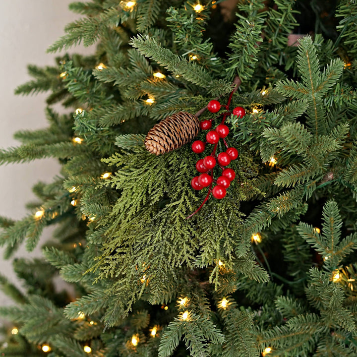 Superior Real Touch Mix Cedar Red Berry branch with realistic cedar greenery and red berries, available in multiple sizes.