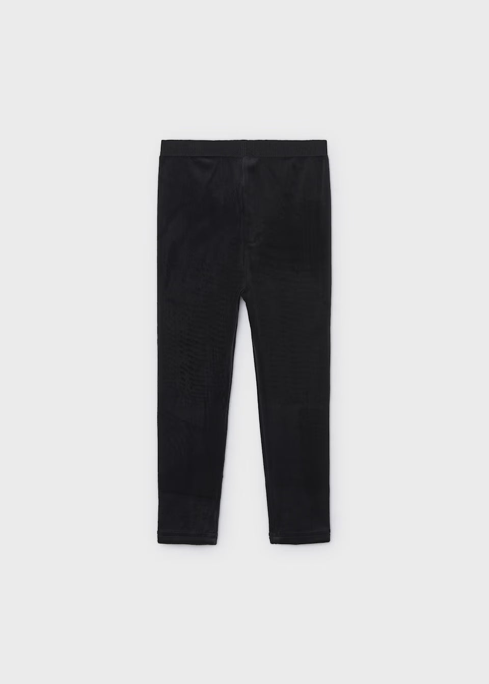 Ultra-soft black velvet leggings with a stretchy elastic waistband and straight legs. Available in sizes 2T-6X.
