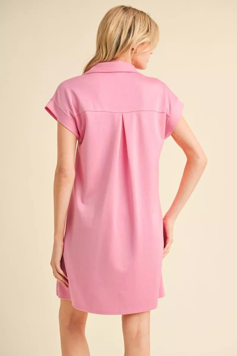 Pink Collared Short Sleeve Dress 1XL