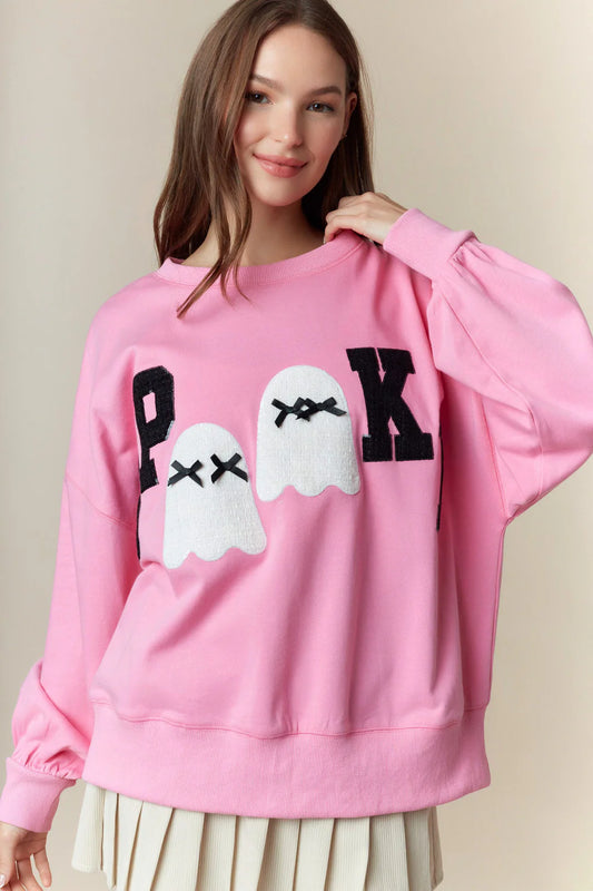 Spooky Boo Pink Patch Sweatshirt