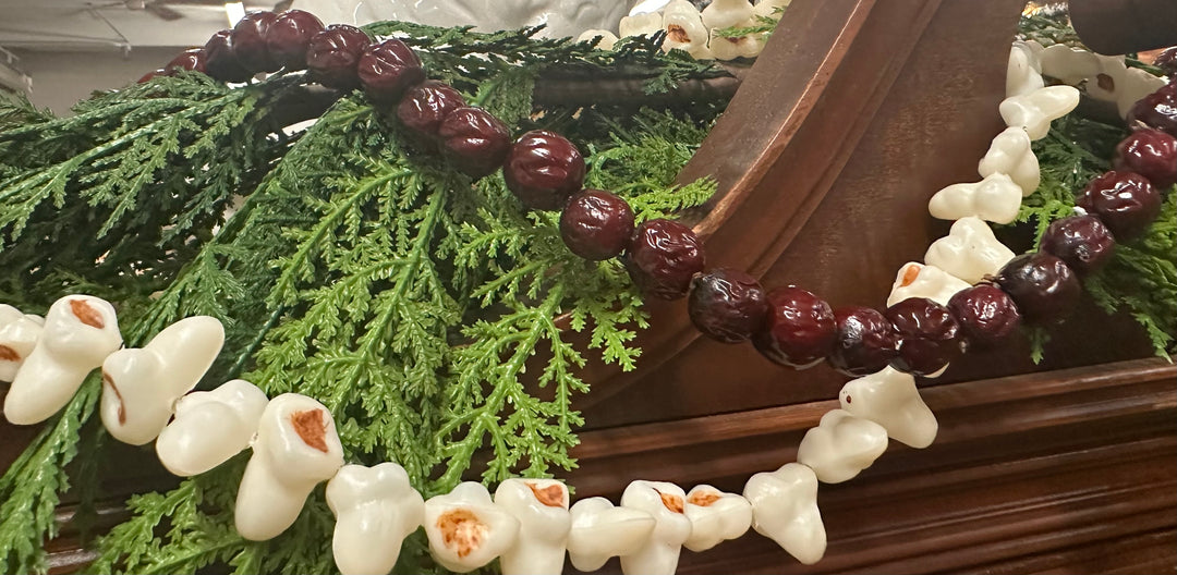 45-inch popcorn and cranberry string garland.