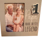 Papa Picture Frame with "#1 Papa. Man. Myth. Legend." in decorative lettering; available in 5x7, 8x10 sizes.