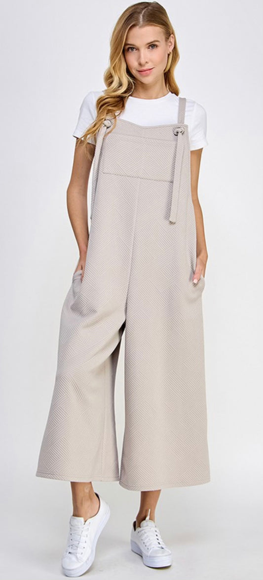 Textured Cropped Overalls