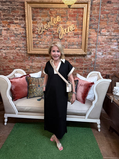 Sutton Contrast Midi Dress featuring a chic design; available in sizes XS-XL.