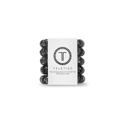 TELETIES Hair Ties in sleek black. Sizes available: Small, Large.