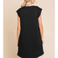 Embossing Texture Dress with Pockets. The dress features a subtle neckline and short sleeves. Available in multiple sizes.