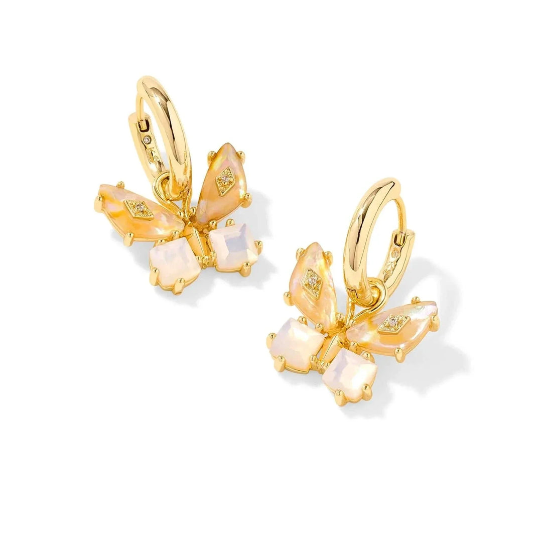 Kendra Scott Women - Accessories - Earrings Bianca Butterfly Gold Huggie Earrings Irredescent White| Kendra Scott