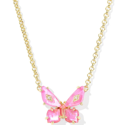 Kendra Scott Women - Accessories - Earrings Bianca Butterfly Gold Short Pendant Necklace Pink Mix| Kendra Scott