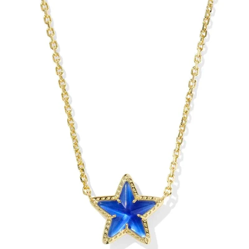 Kendra Scott Women - Accessories - Earrings Cassidy Gold Short Pendant Necklace Cobalt Illusion| Kendra Scott