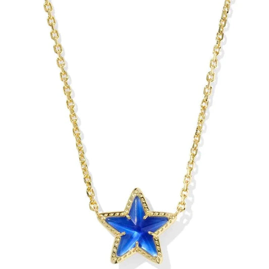 Kendra Scott Women - Accessories - Earrings Cassidy Gold Short Pendant Necklace Cobalt Illusion| Kendra Scott