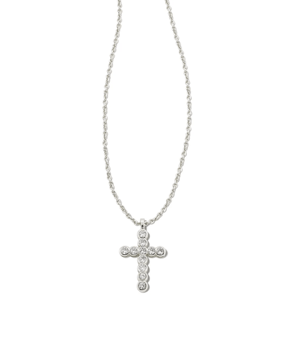 Kendra Scott Women - Accessories - Earrings Cross Silver Pendant Necklace in White Crystal | Kendra Scott
