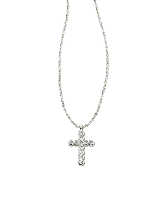 Kendra Scott Women - Accessories - Earrings Cross Silver Pendant Necklace in White Crystal | Kendra Scott
