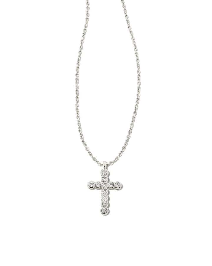 Kendra Scott Women - Accessories - Earrings Cross Silver Pendant Necklace in White Crystal | Kendra Scott