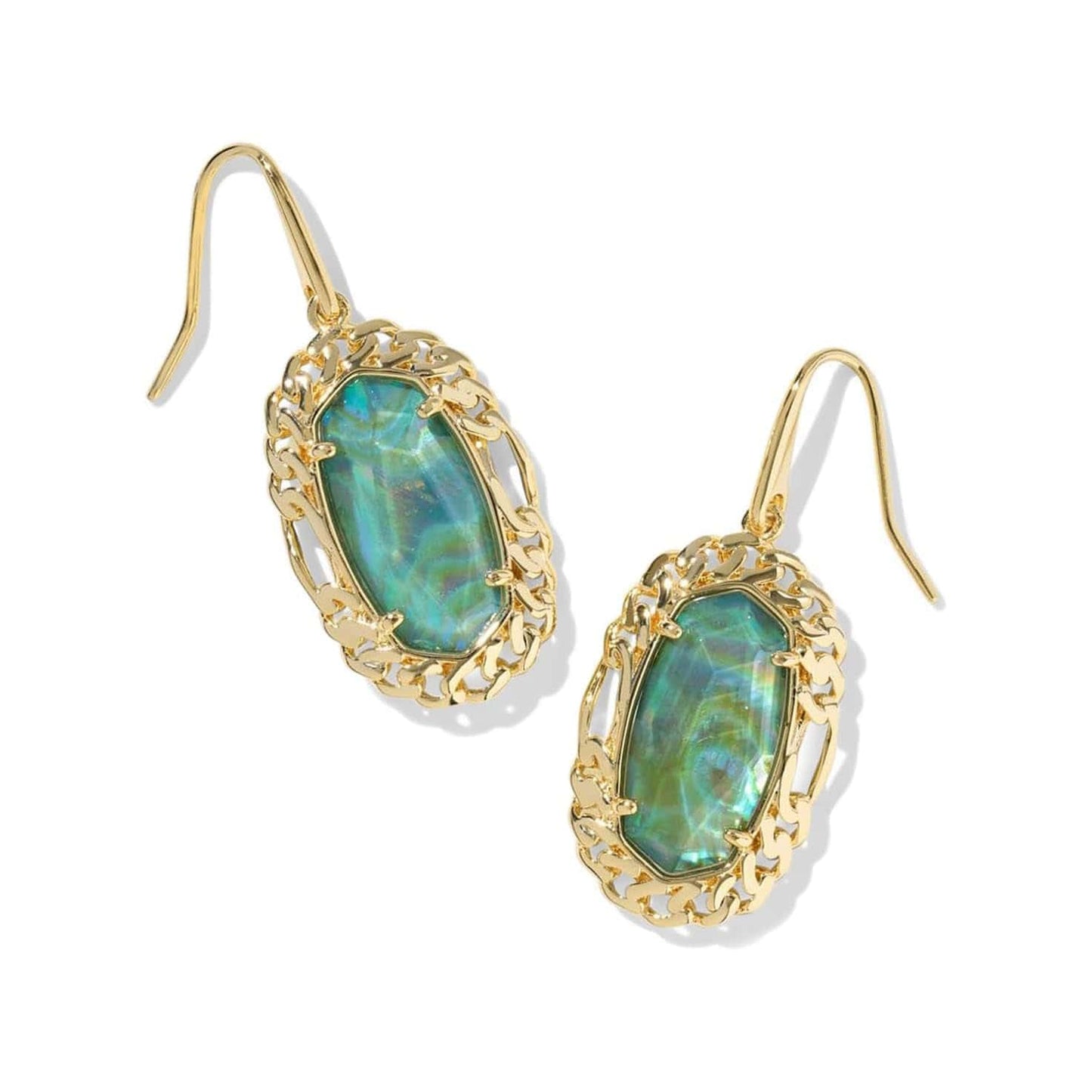 Kendra Scott Women - Accessories - Earrings Dani Figaro Frame Drop Gold Deep Aqua Illusion| Kendra Scott