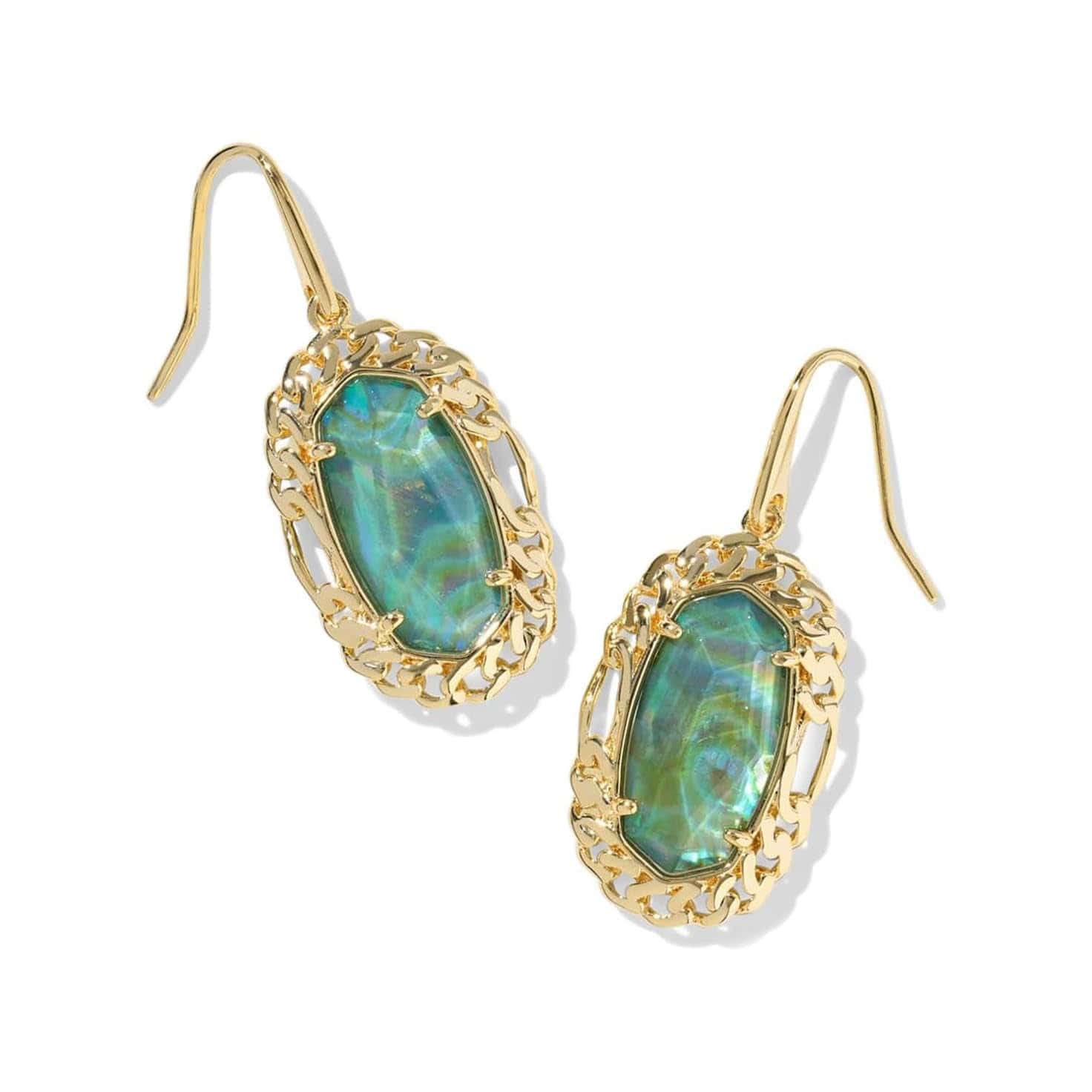 Kendra Scott Women - Accessories - Earrings Dani Figaro Frame Drop Gold Deep Aqua Illusion| Kendra Scott