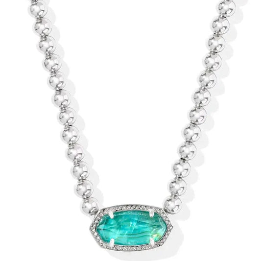 Kendra Scott Women - Accessories - Earrings ELISA BEADED NECKLACE SILVER BRIGHT AQUA ILLUSION| Kendra Scott