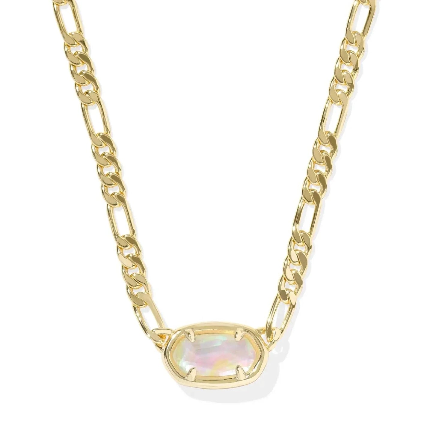 Kendra Scott Women - Accessories - Earrings Elisa Gold Figaro Chain Short Pendant Necklace Iridescent Abalone| Kendra Scott