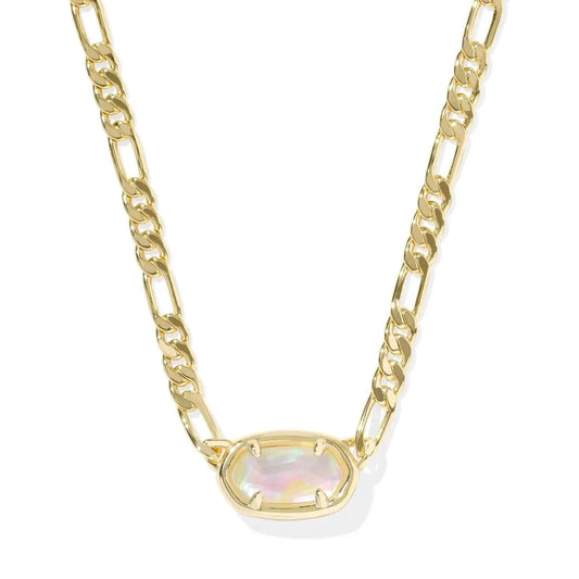 Kendra Scott Women - Accessories - Earrings Elisa Gold Figaro Chain Short Pendant Necklace Iridescent Abalone| Kendra Scott