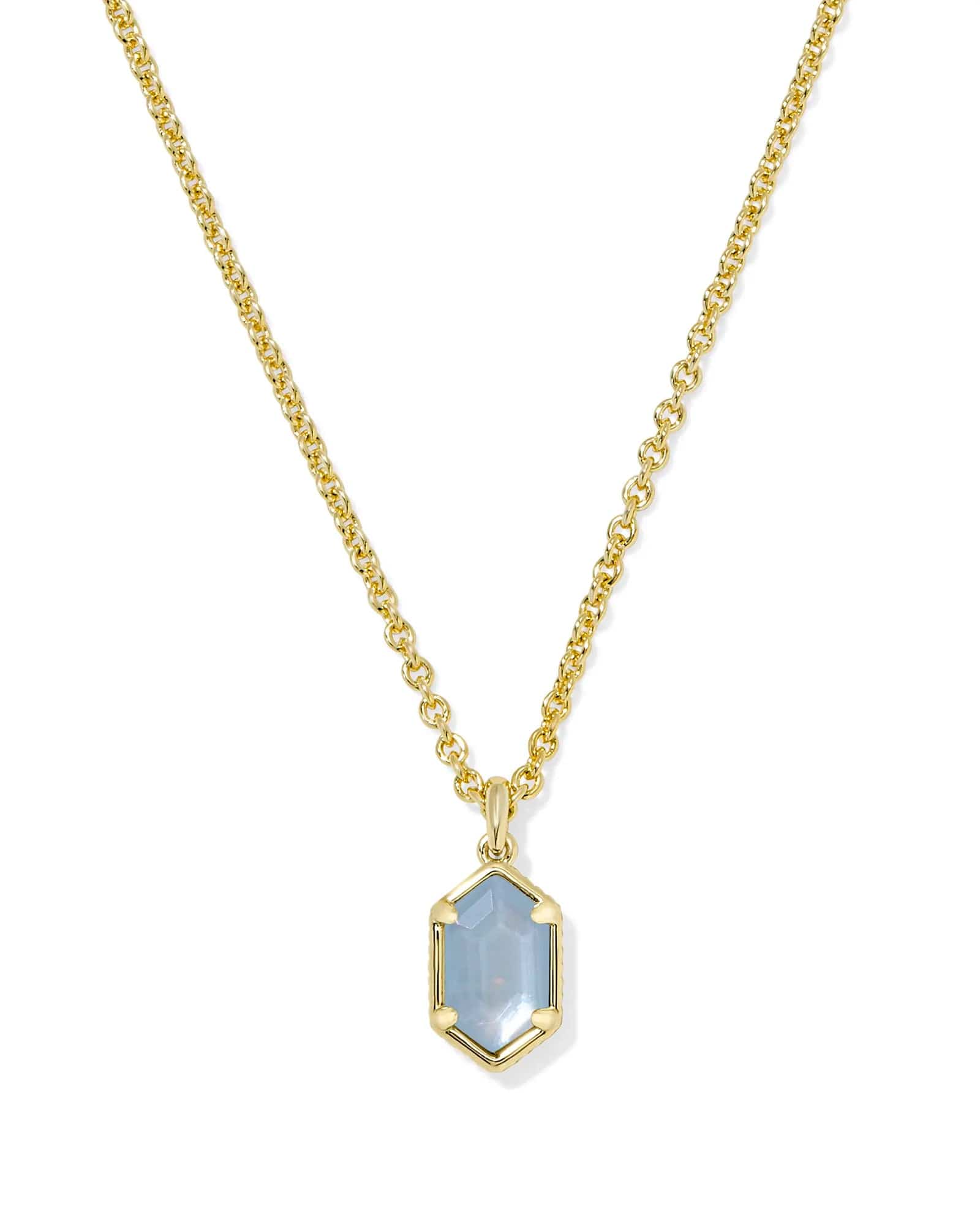 Kendra Scott Women - Accessories - Earrings HALLIE SHORT PENDANT NECKLACE GOLD SKY BLUE MOTHER OF PEARL | Kendra Scott