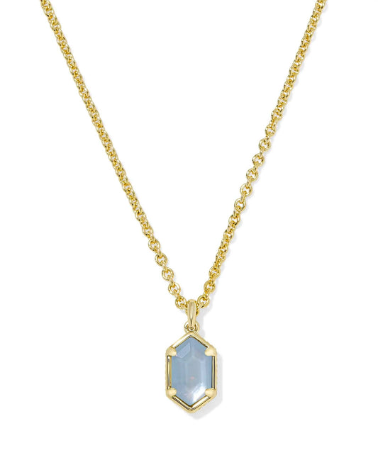 Kendra Scott Women - Accessories - Earrings HALLIE SHORT PENDANT NECKLACE GOLD SKY BLUE MOTHER OF PEARL | Kendra Scott