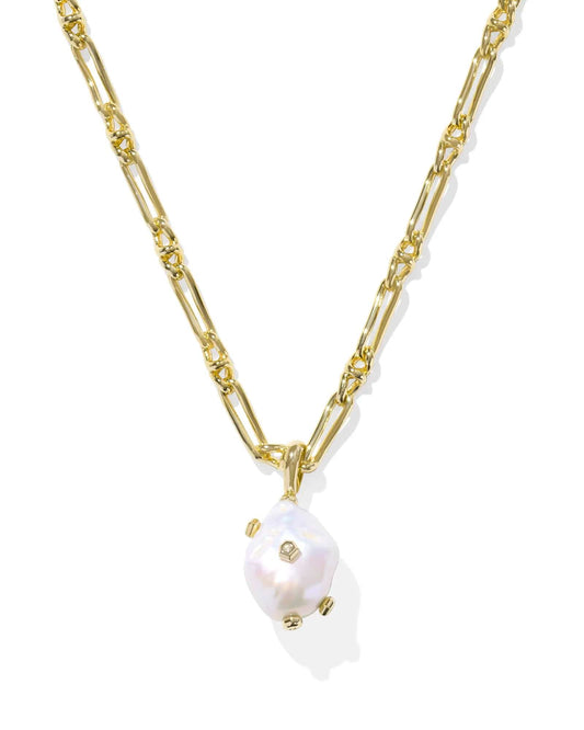 Kendra Scott Women - Accessories - Earrings MELODY SMALL LONG PENDANT NECKLACE GOLD WHITE PEARL | Kendra Scott