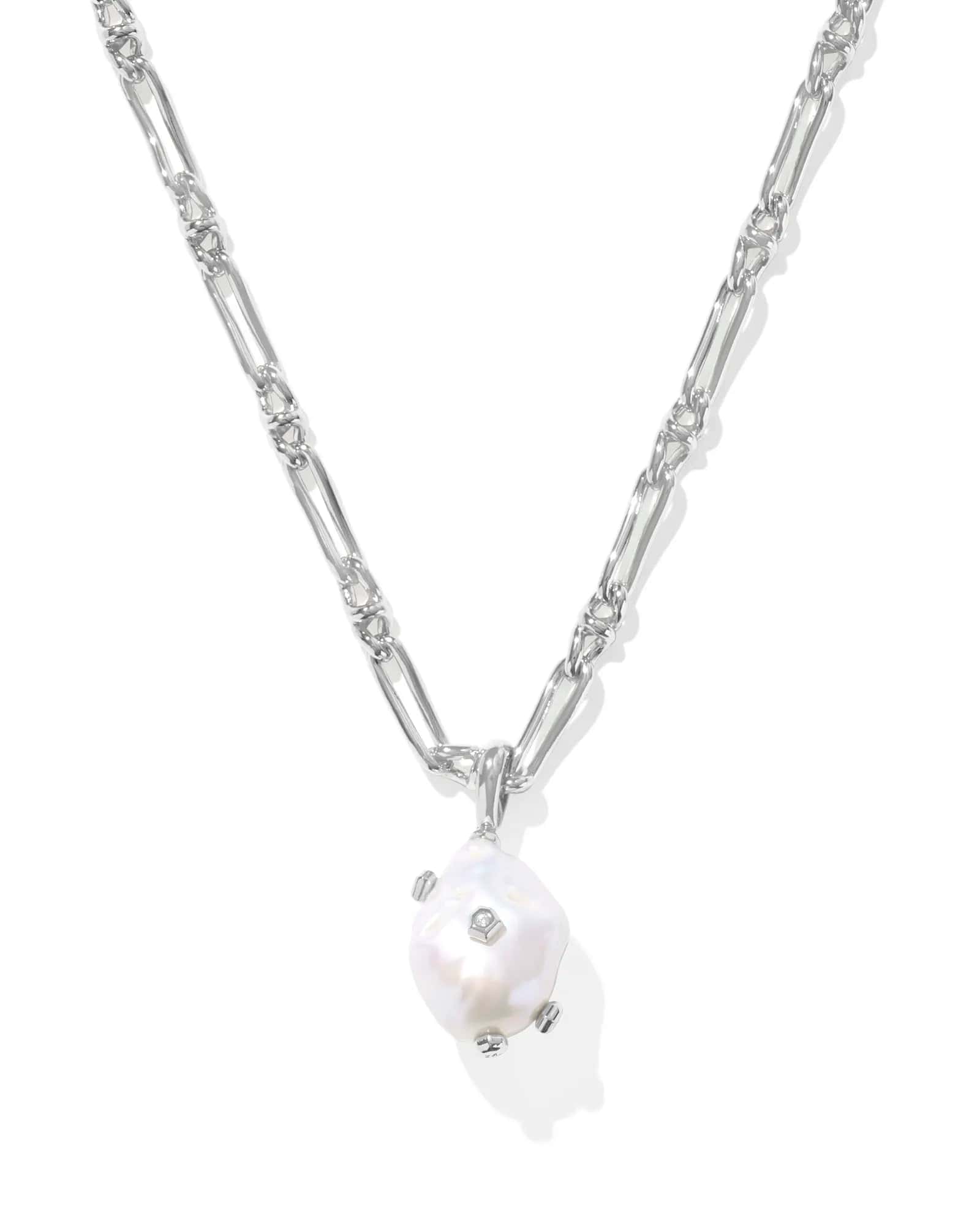 Kendra Scott Women - Accessories - Earrings MELODY SMALL LONG PENDANT NECKLACE SILVER WHITE PEARL | Kendra Scott