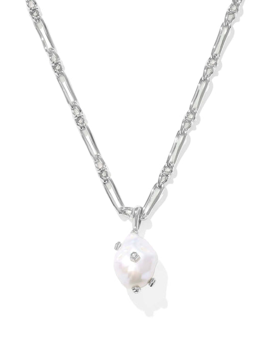 Kendra Scott Women - Accessories - Earrings MELODY SMALL LONG PENDANT NECKLACE SILVER WHITE PEARL | Kendra Scott