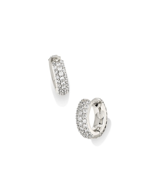 Kendra Scott Women - Accessories - Earrings Mikki Pave Huggie Earrings in Silver | Kendra Scott