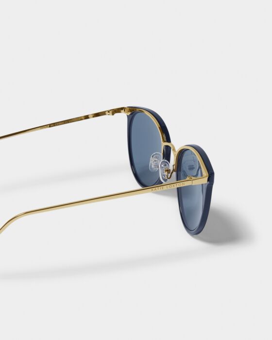 Santorini Sunglasses in blue, gold metal arms, UV400 protection. Available in 4 colors. Sizes: S, M, L.