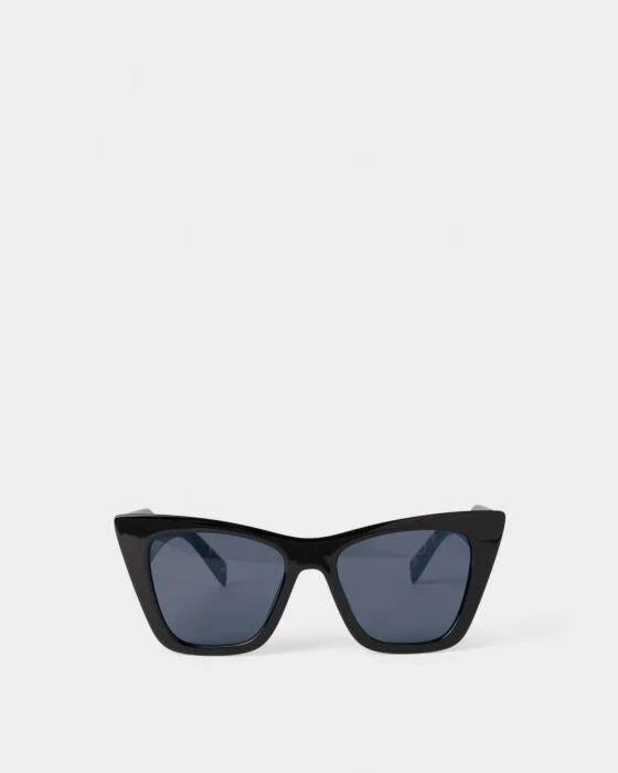 Porto black cat-eye sunglasses, UV400 dark lenses, bold recycled frames. Available in 2 colors and multiple sizes.
