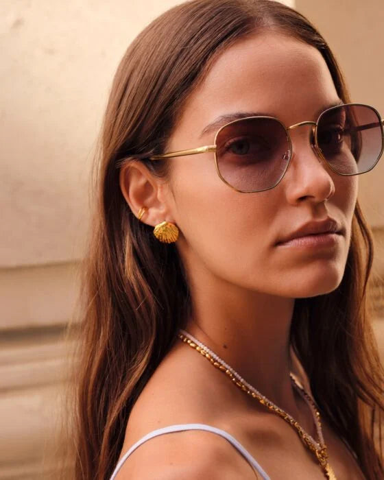 Cali Round Square Sunglasses available in S, M, L; sleek design with round-square frames.
