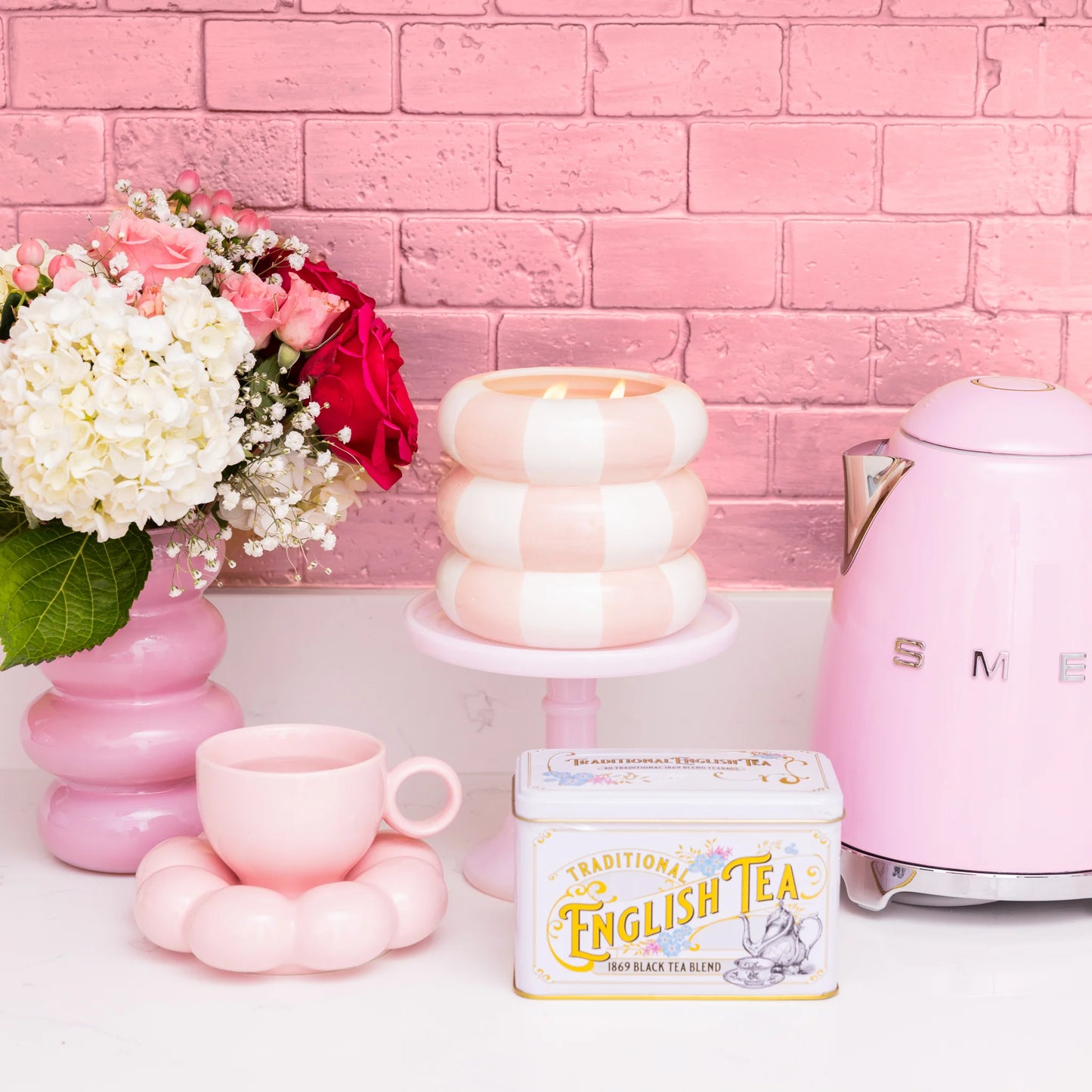 Sweet Grace Collection Candle #074, soy-blend wax; available in 8oz and 20oz sizes, displayed on a stand.