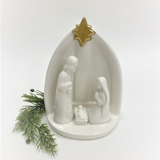 6.5" Ceramic Holy Family, White